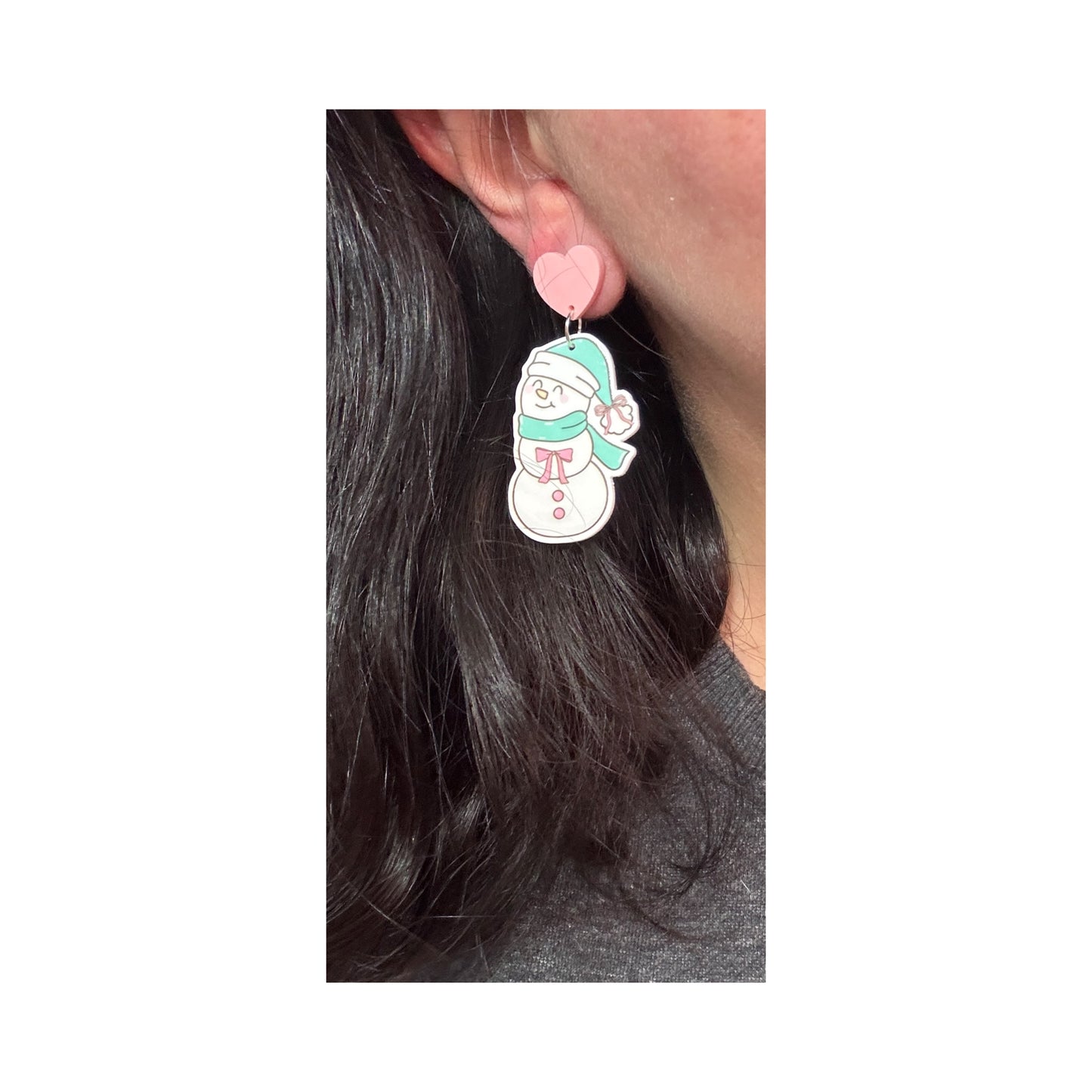 Pastel Snowman Drop Earrings
