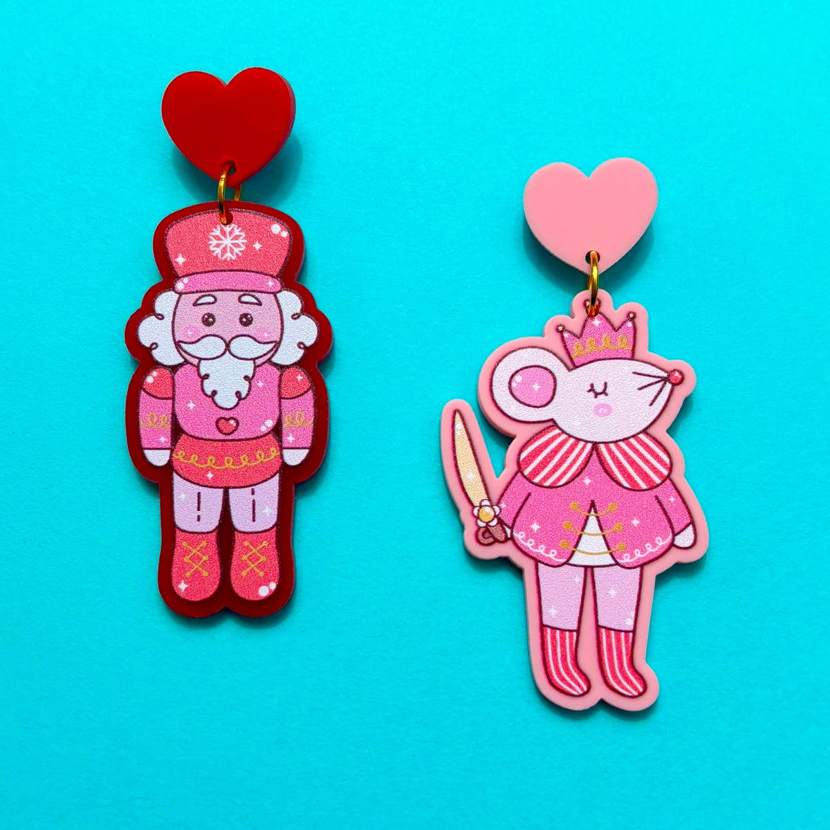 Pastel Nutcracker & Mouse King Drop Earrings