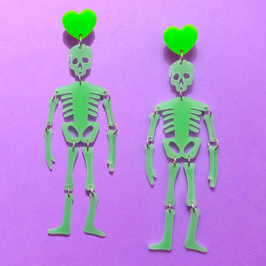 Glow-in-the-dark Skeleton Drop Earrings