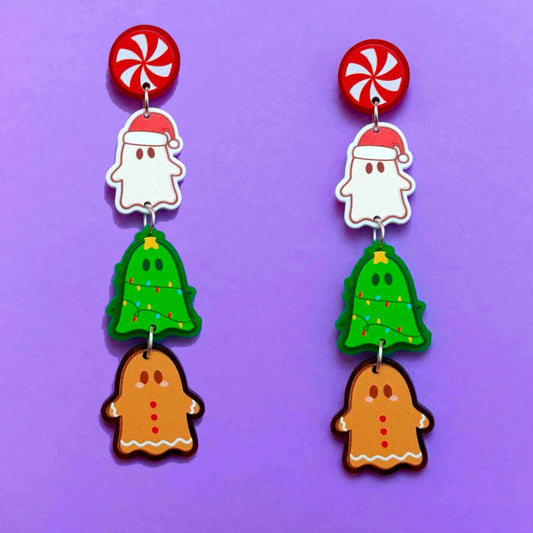 Creepmas Ghosts Tiered Drop Earrings
