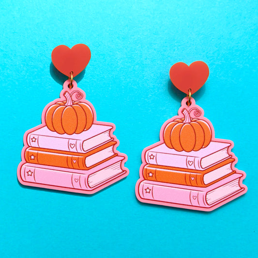 Pumpkin Bookstack Drop Earrings