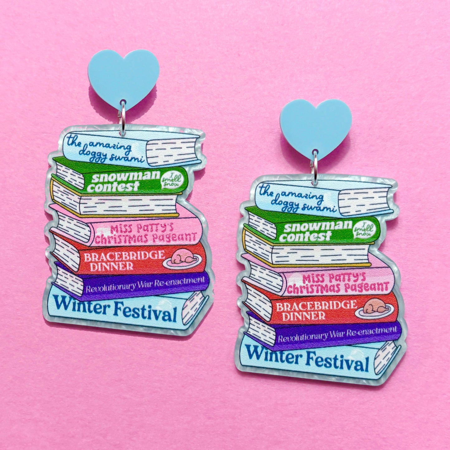 Winter Stars Hollow Bookstack Drop Earrings