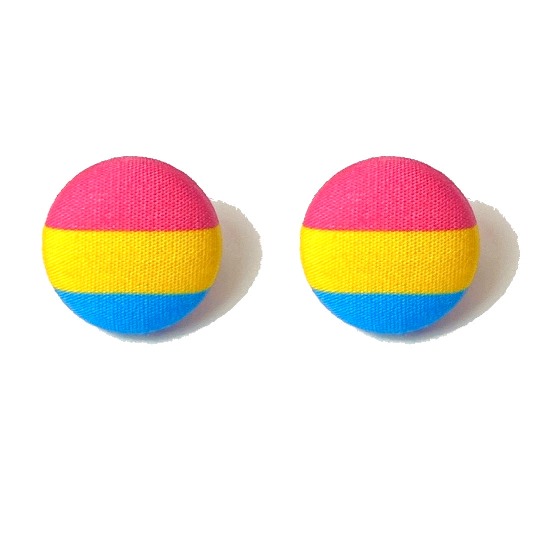 Pansexual Flag Fabric Button Earrings