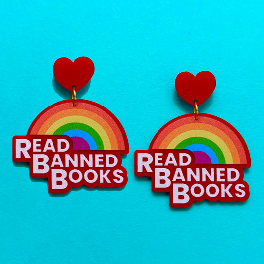 Read Banned Books Rainbow Drop Earrings