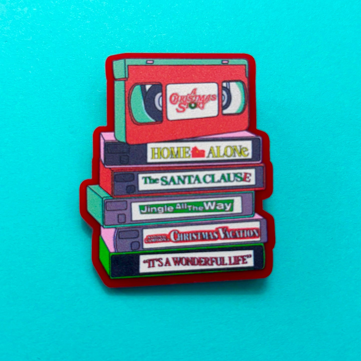 Christmas Classic VHS Stack Pin