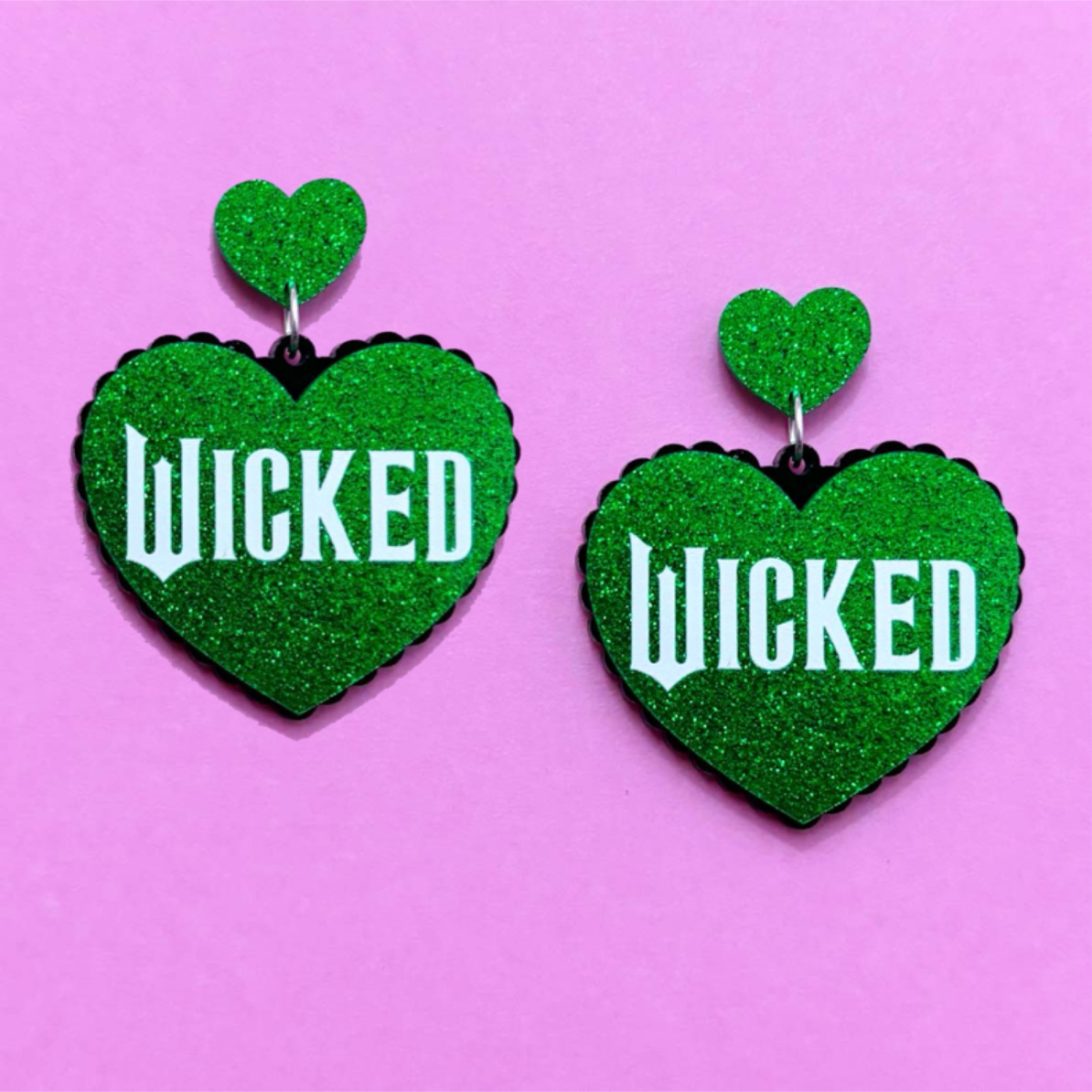 Wicked Sparkle Heart Drop Earrings