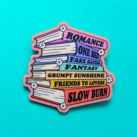 Romance Trope Bookstack Pin