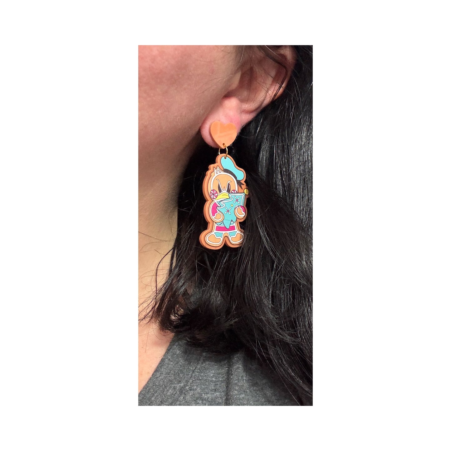 Duck Couple Gingerbread Drop Earrings