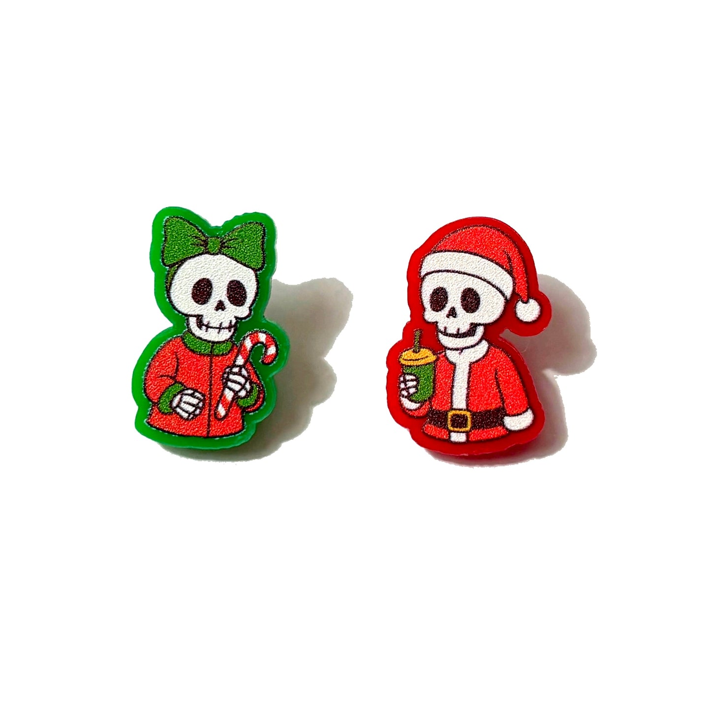 Skeleton Holiday Couple Post Earrings