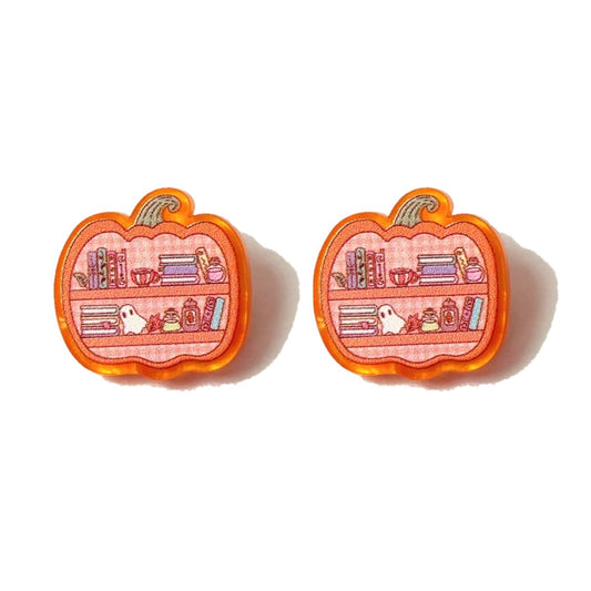 Pumpkin Bookshelf Post Earrings
