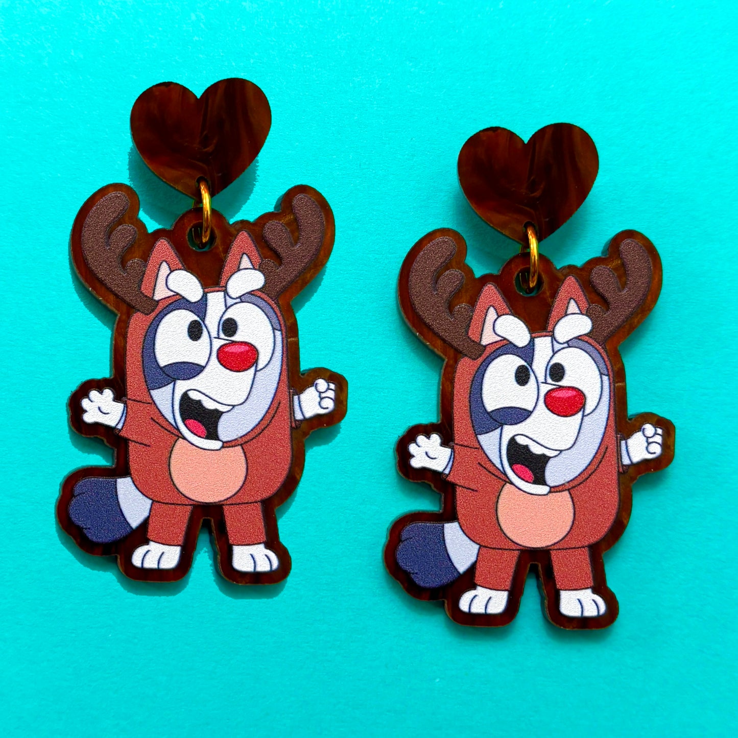 Reindeer Muffin Drop Earrings