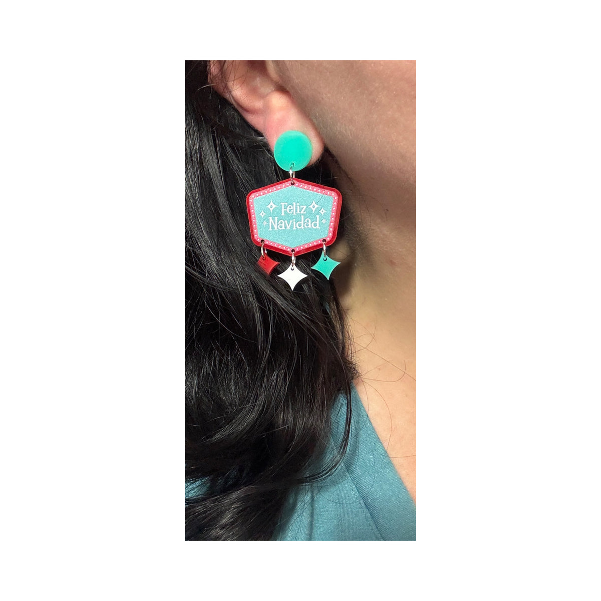 Feliz Navidad Retro Drop Earrings