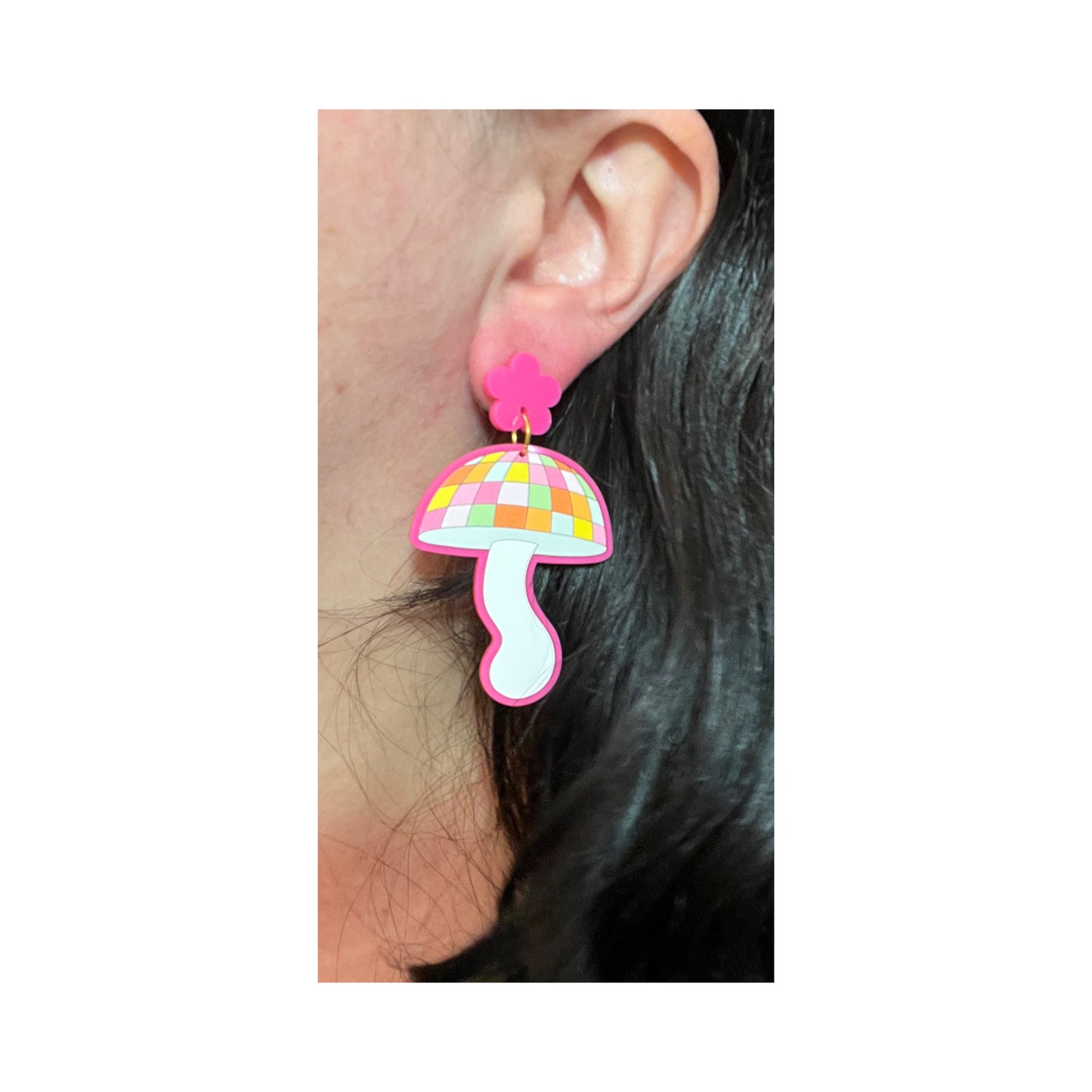 Groovy Disco Ball Mushroom Drop Earrings