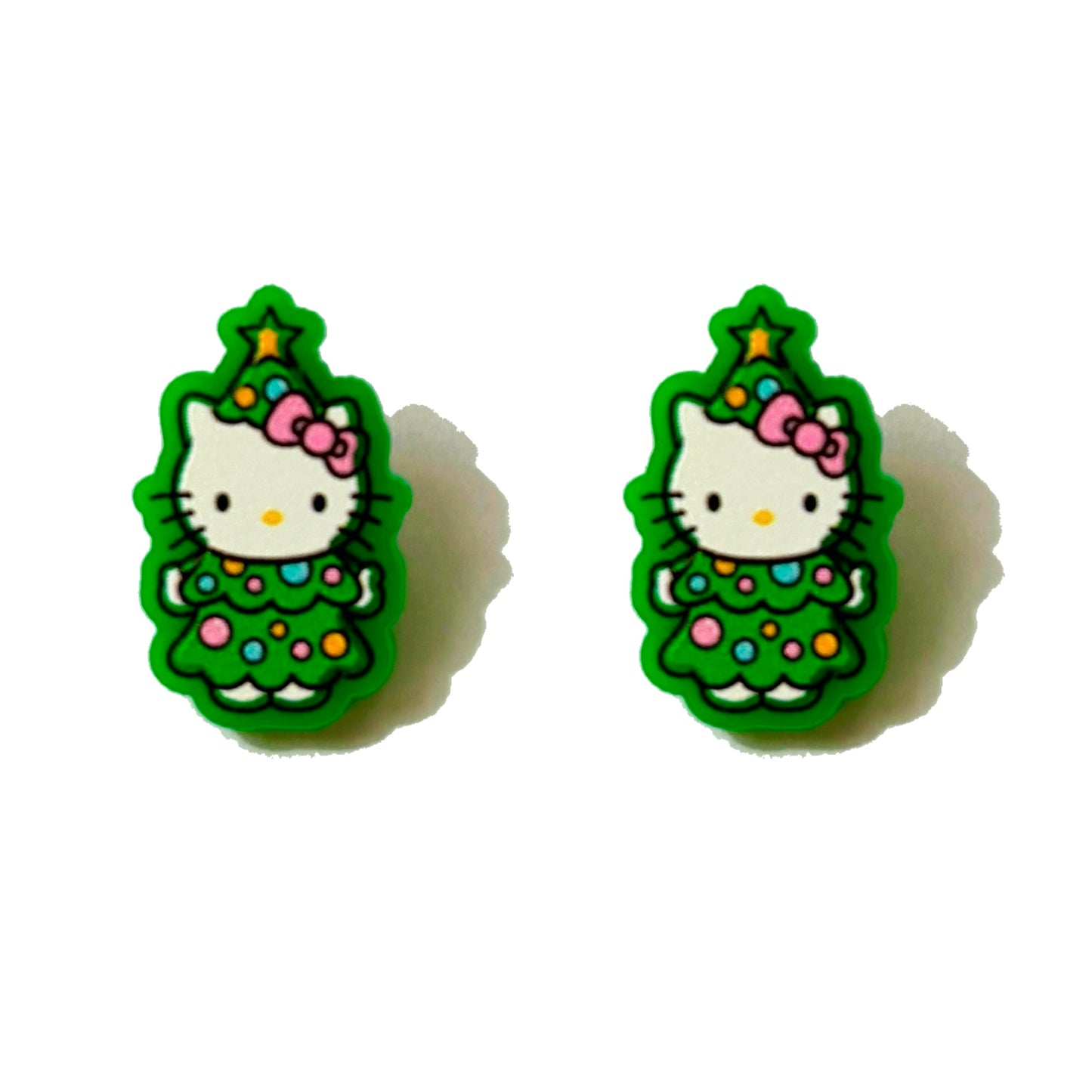 Christmas Tree Kitty Post Earrings