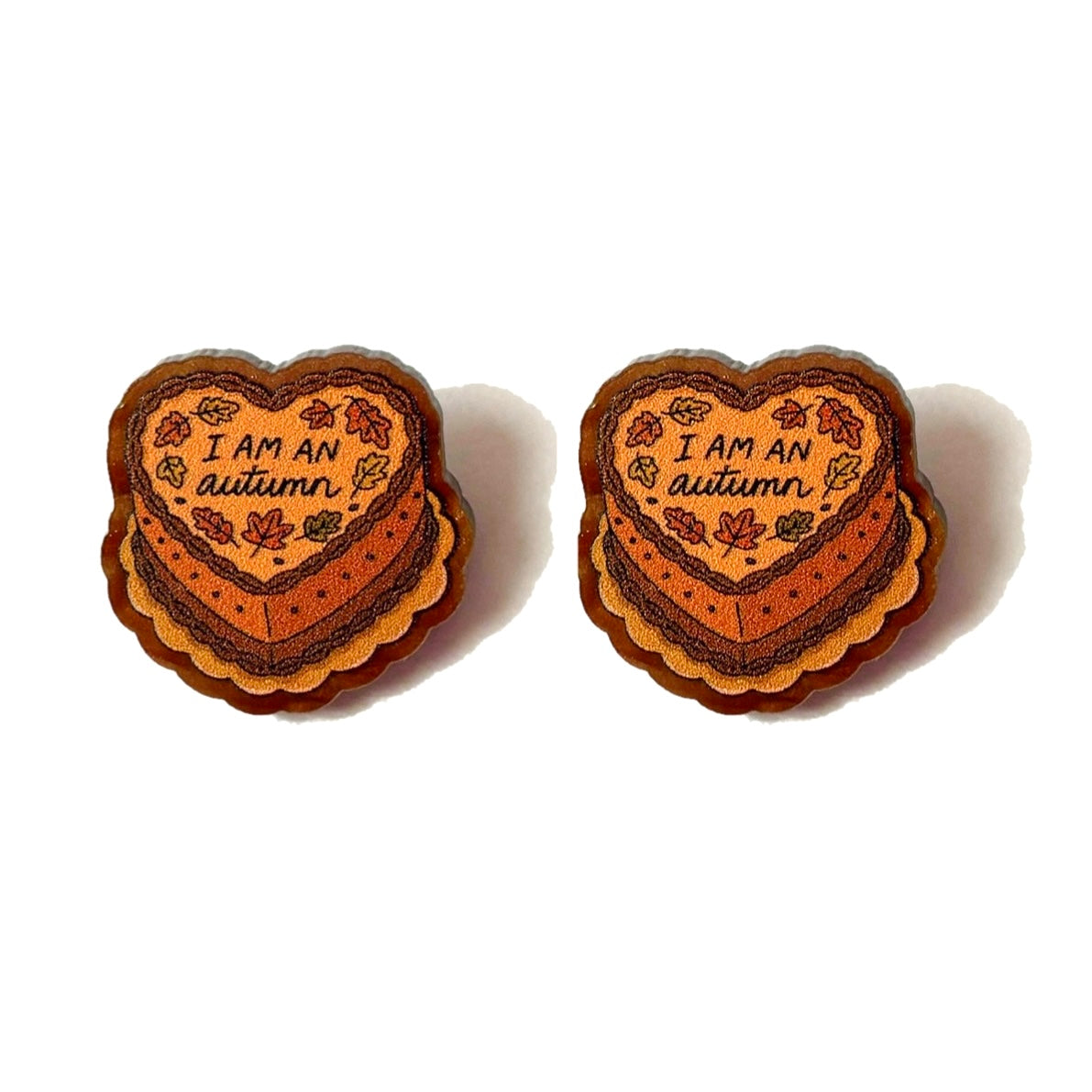 I Am An Autumn Heart Cake Post Earrings