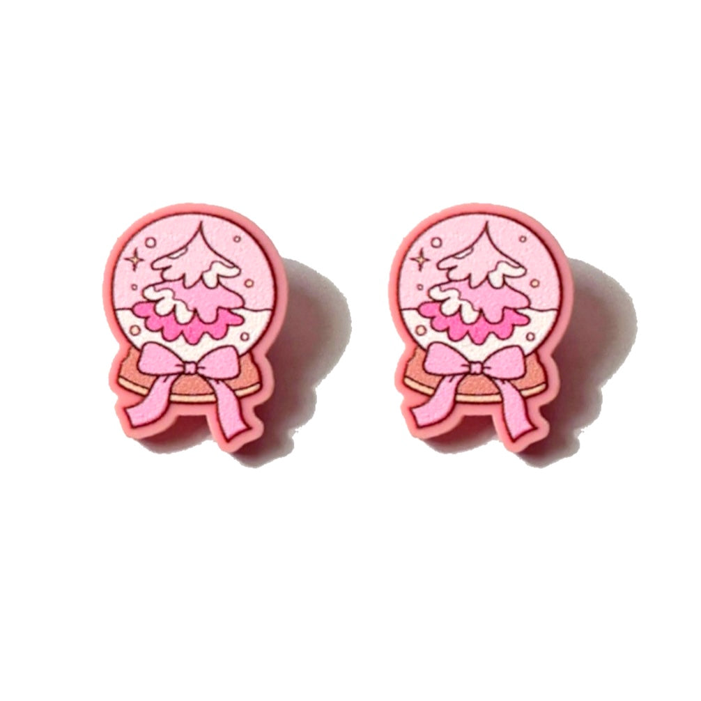 Pinkmas Snowglobe Post Earrings
