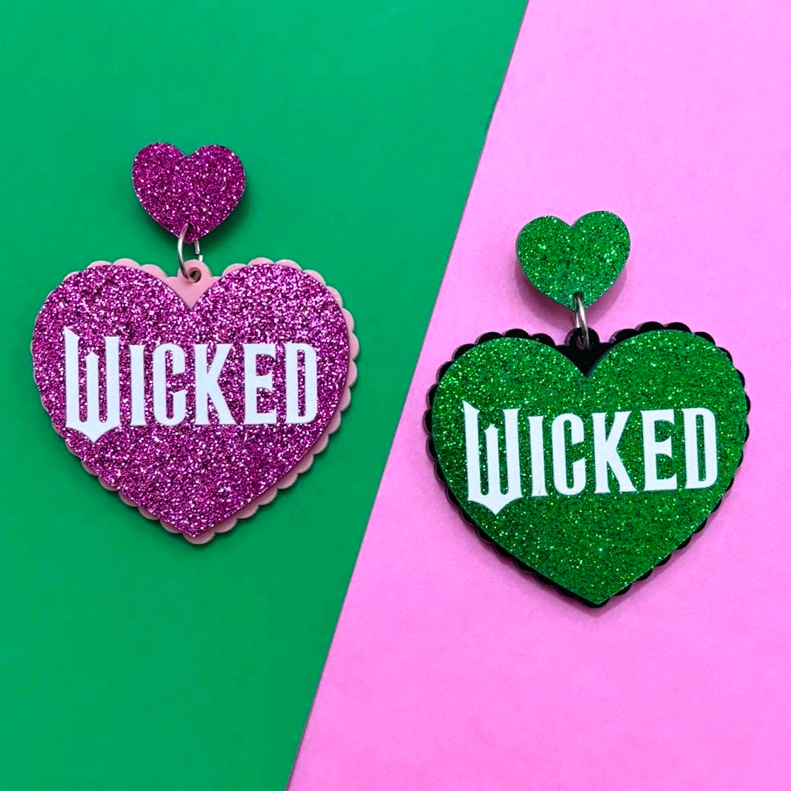 Wicked Sparkle Heart Drop Earrings