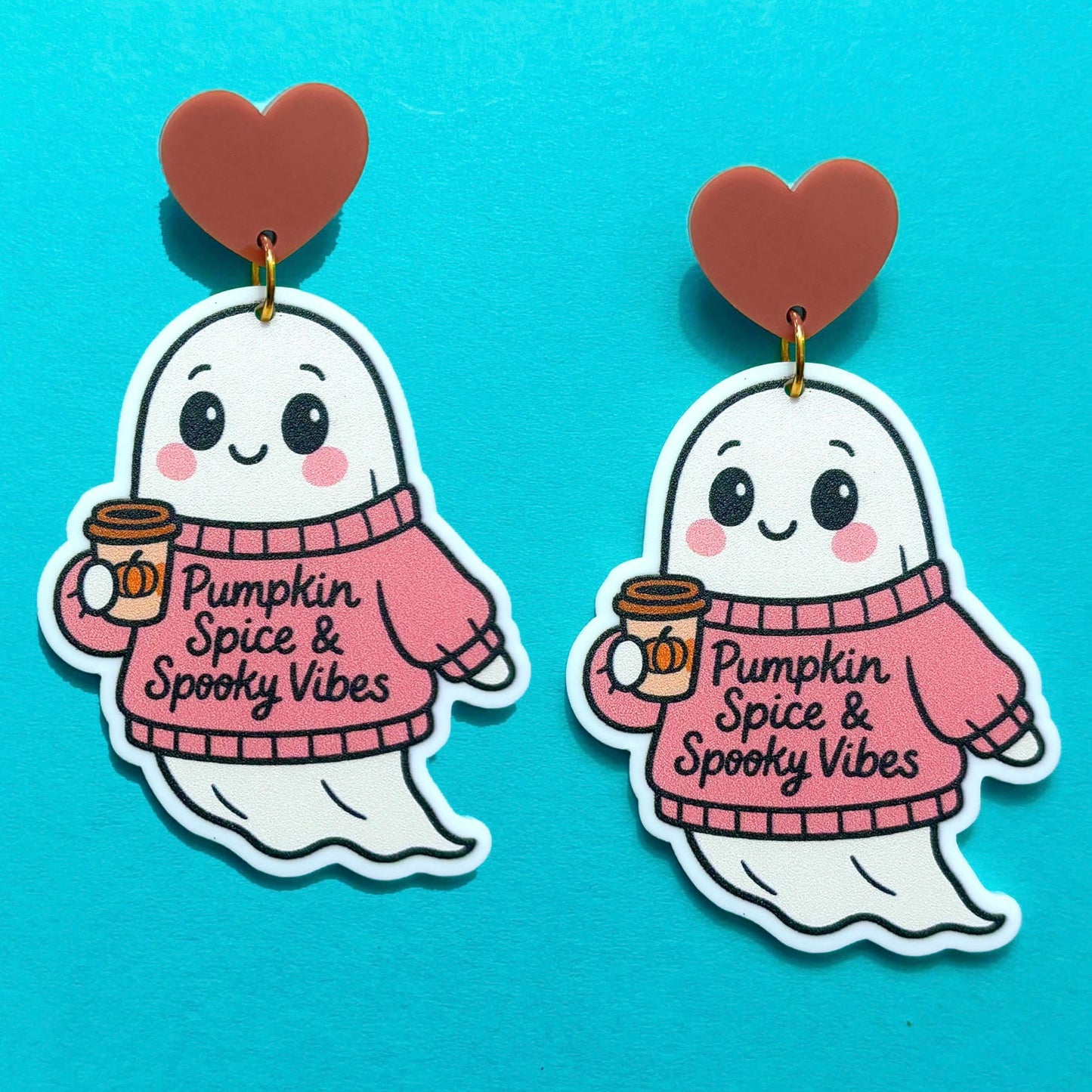 Pumpkin Spice Ghostie Drop Earrings