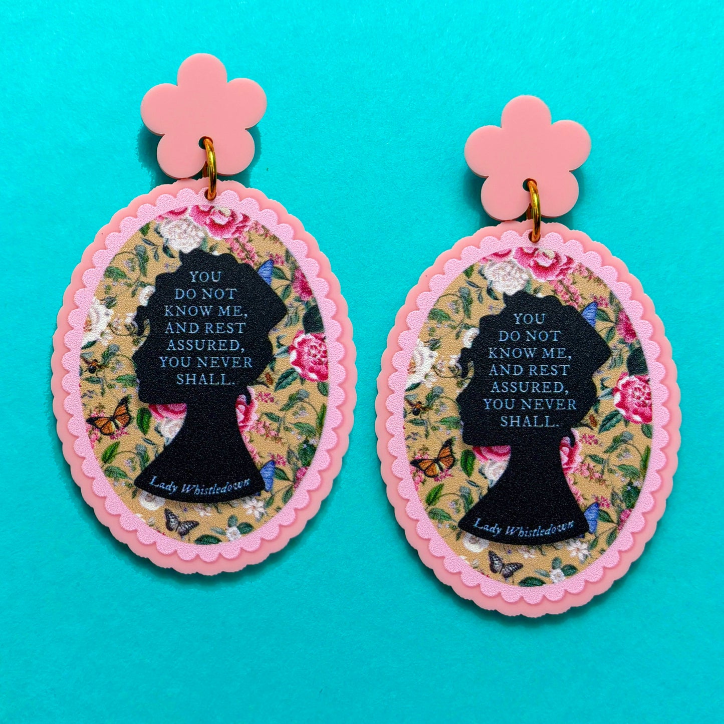 Lady Whistledown Inspired Acrylic Drop Earrings