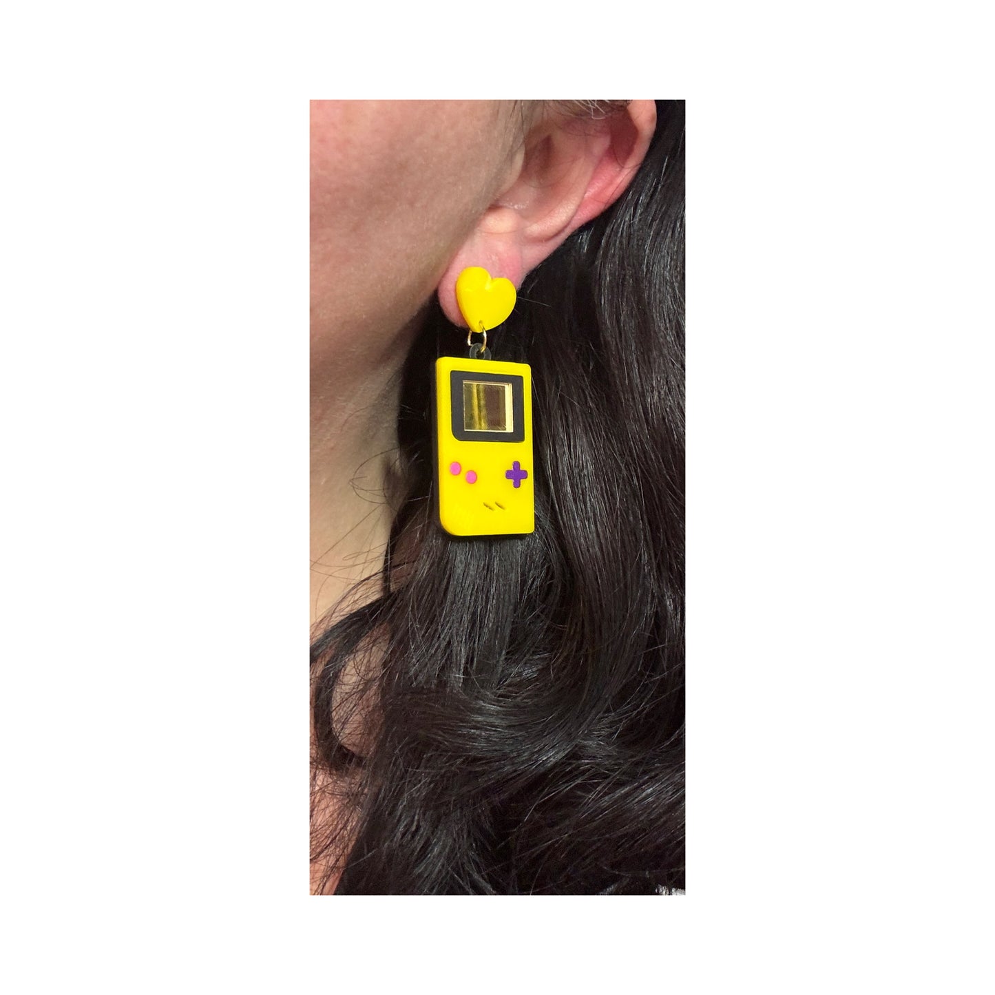 Yellow Gameboy Drop Earrings
