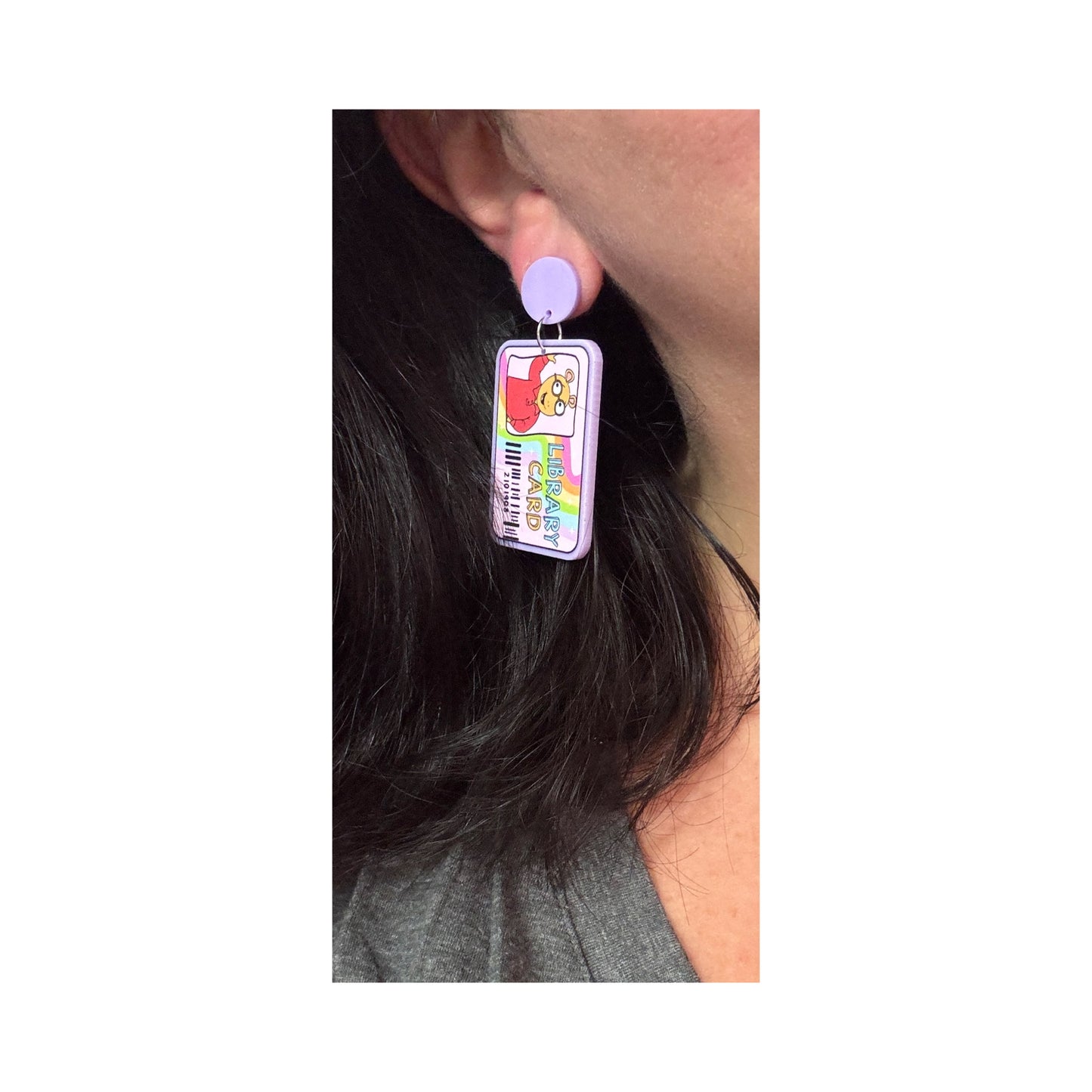 Arthur Rainbow Library Card Drop Earrings