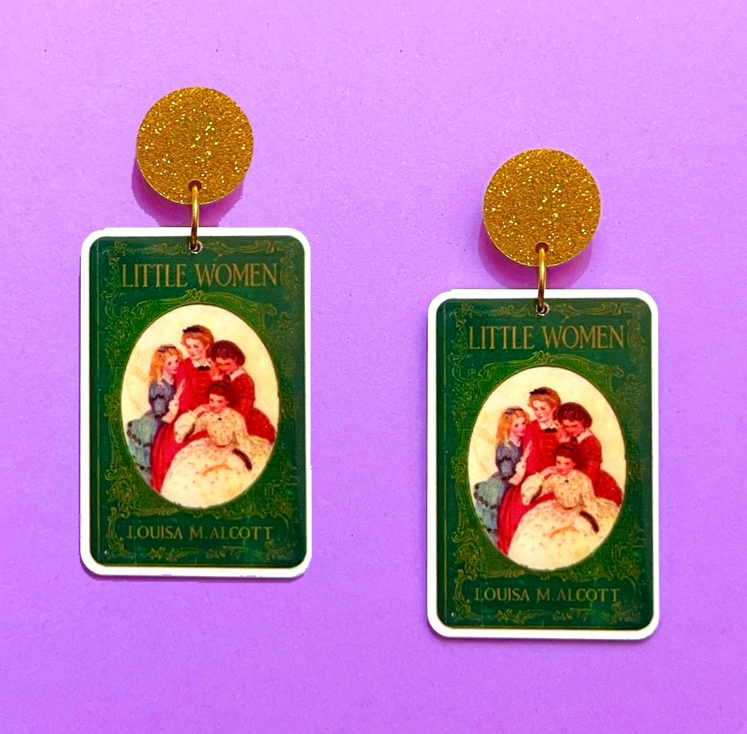 Little Women Vintage Book Acrylic Drop Earrings