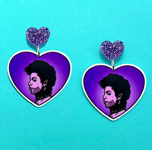 Prince Inspired Heart Acrylic Drop Earrings