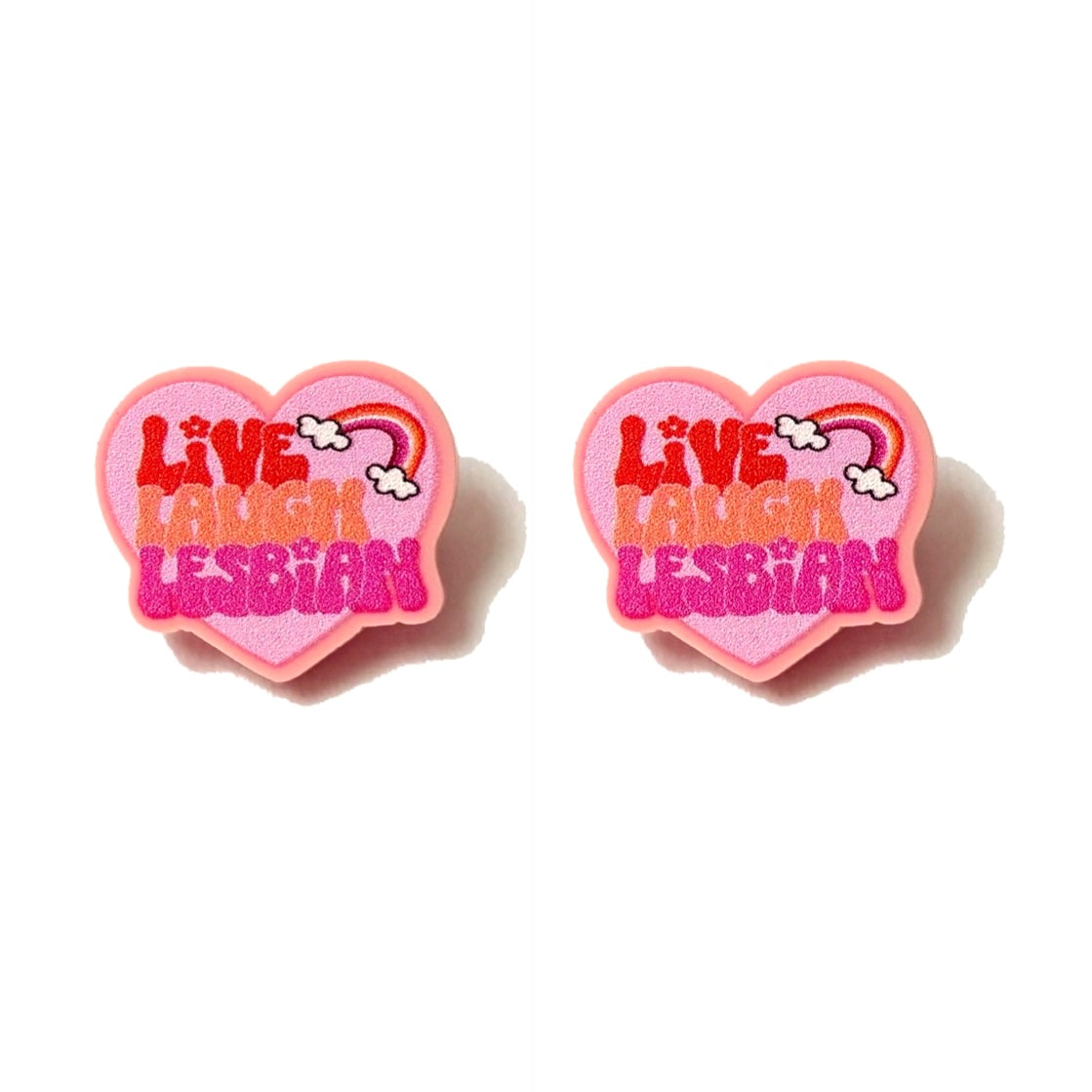 Live Laugh Lesbian Heart Post Earrings