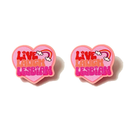 Live Laugh Lesbian Heart Post Earrings