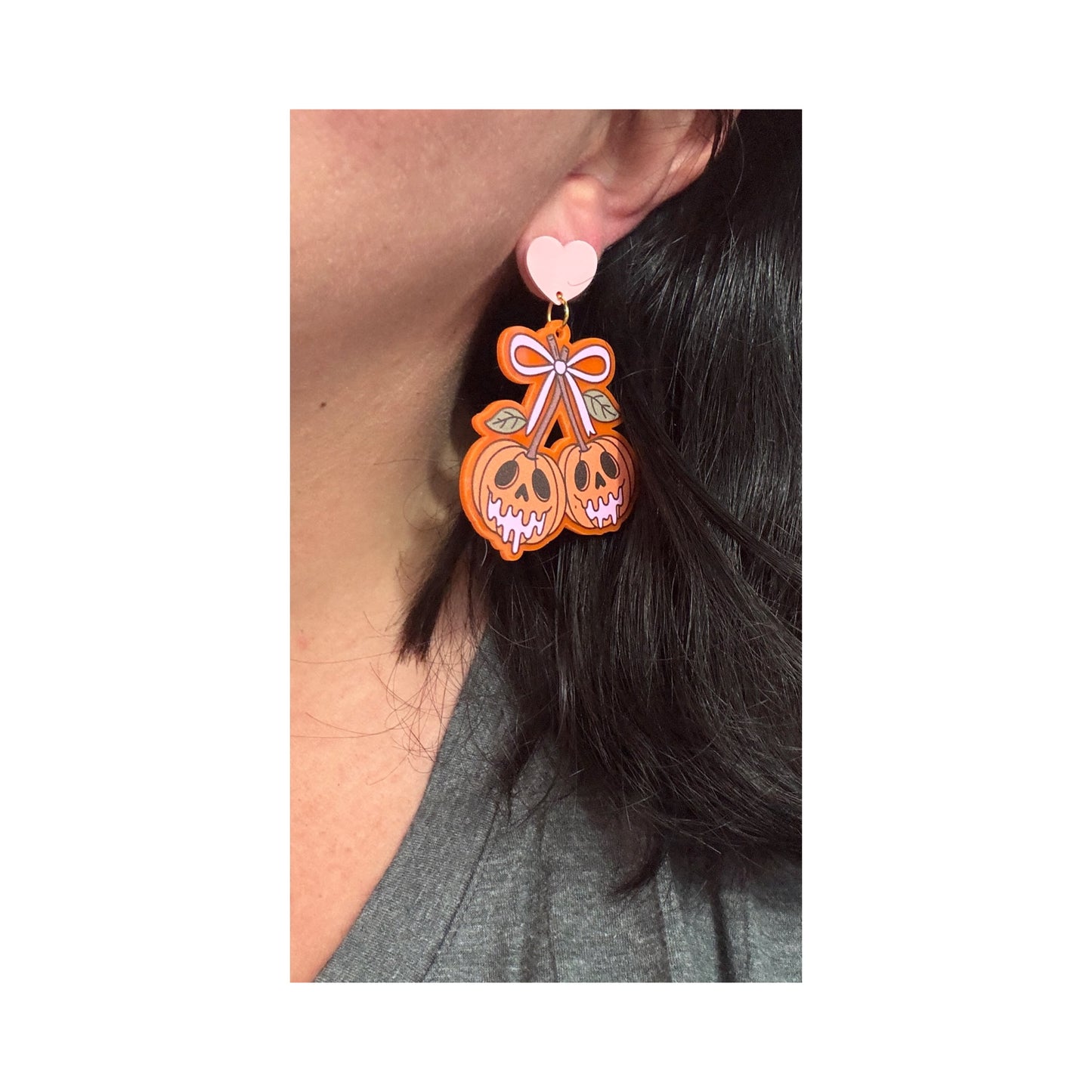 Pumpkin Coquette Cherries Drop Earrings