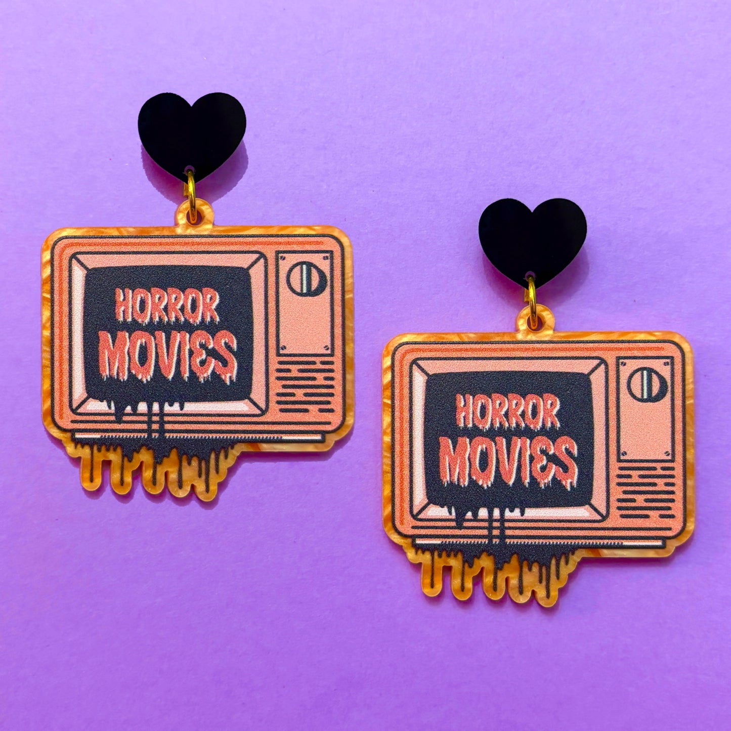 Horror Movies Retro TV Drop Earrings