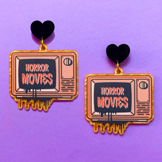 Horror Movies Retro TV Drop Earrings