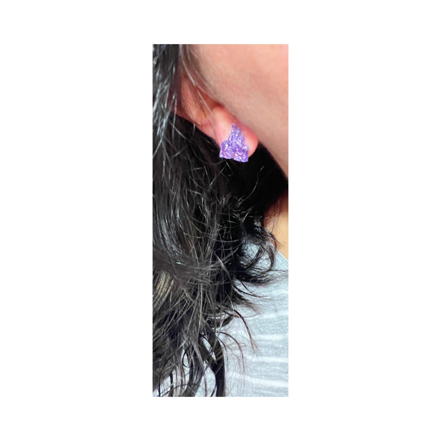 Sparkle Purple Castle Post Earrings