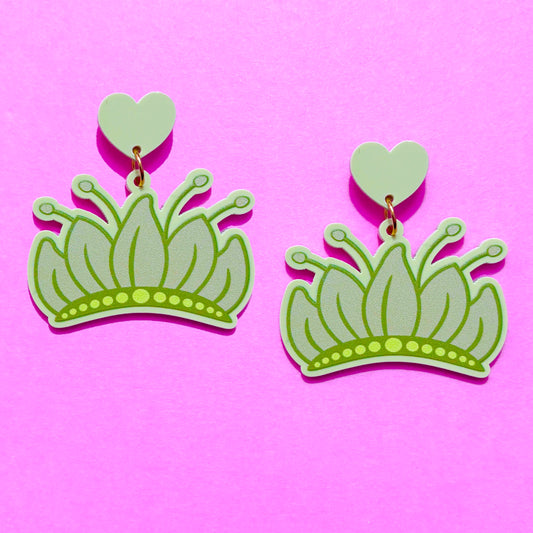 Frog Princess Crown Drop Earrings