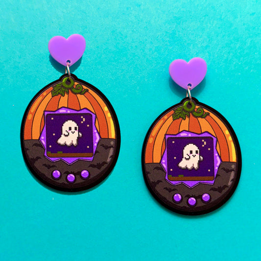 Spooky Digital Pet Drop Earrings