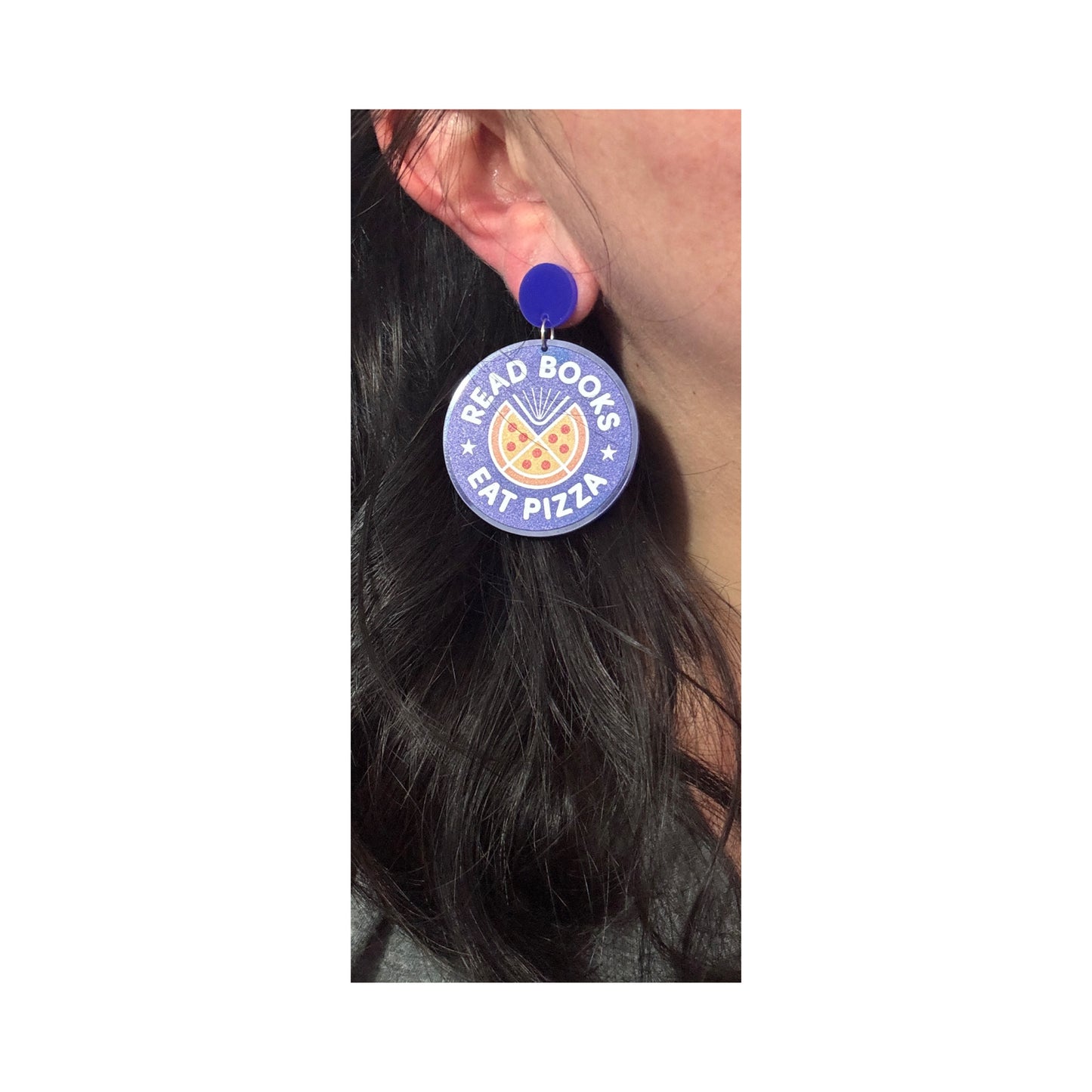 Read Books Eat Pizza Drop Earrings