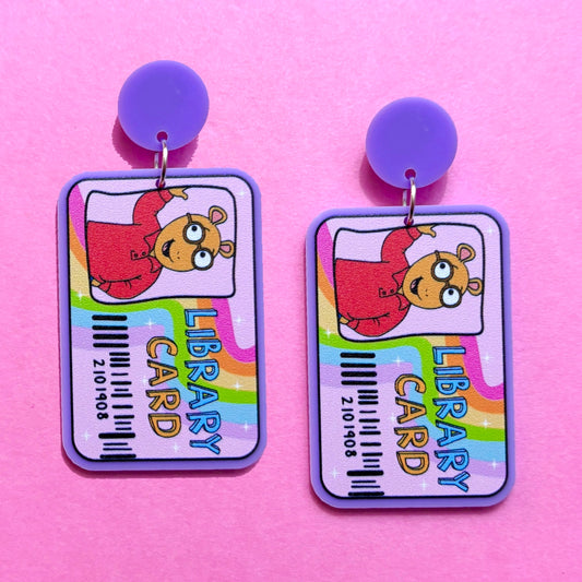 Arthur Rainbow Library Card Drop Earrings