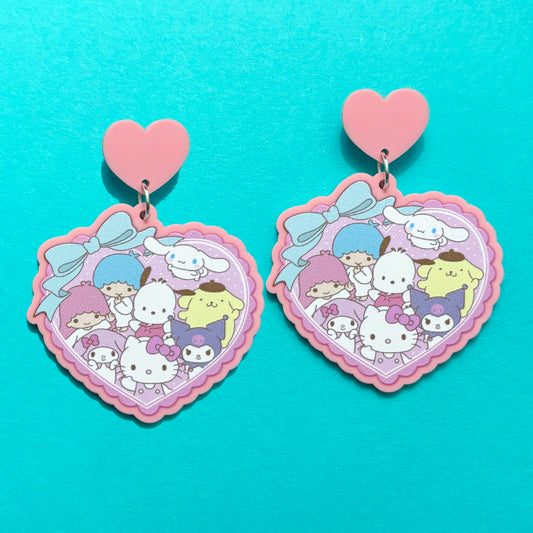 Kawaii Friends Pastel Heart Drop Earrings