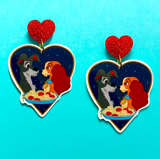 Bella Notte Lady & Tramp Heart Inspired Drop Earrings