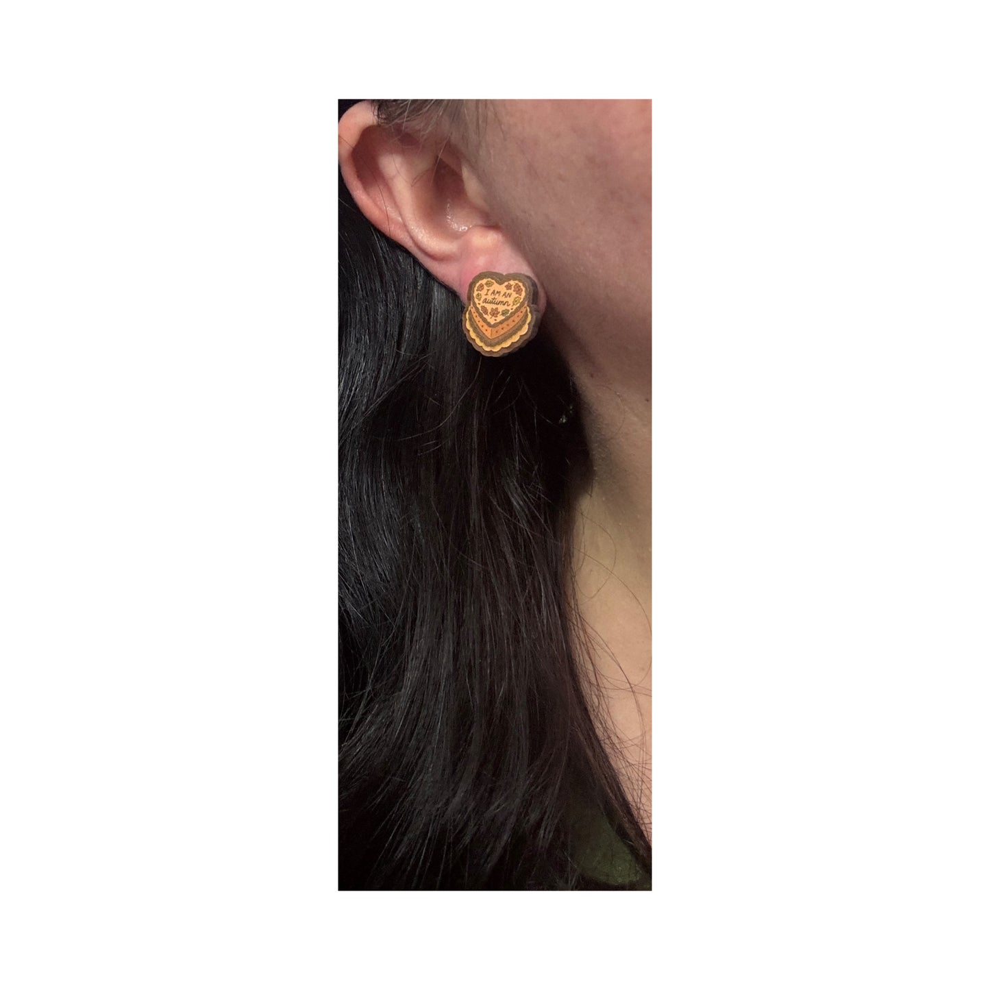 I Am An Autumn Heart Cake Post Earrings