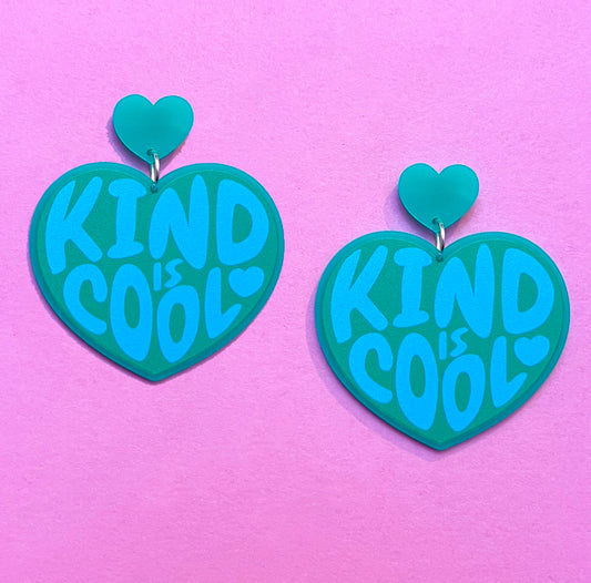 Kind Is Cool Heart Acrylic Drop Earrings