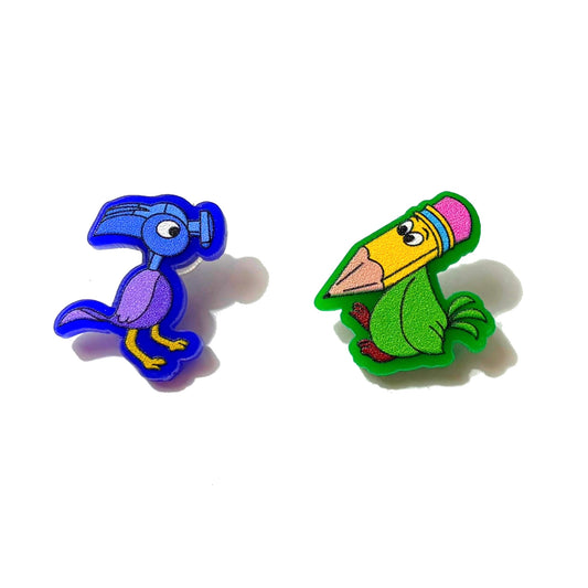 Pencil & Hammer Bird Post Earrings