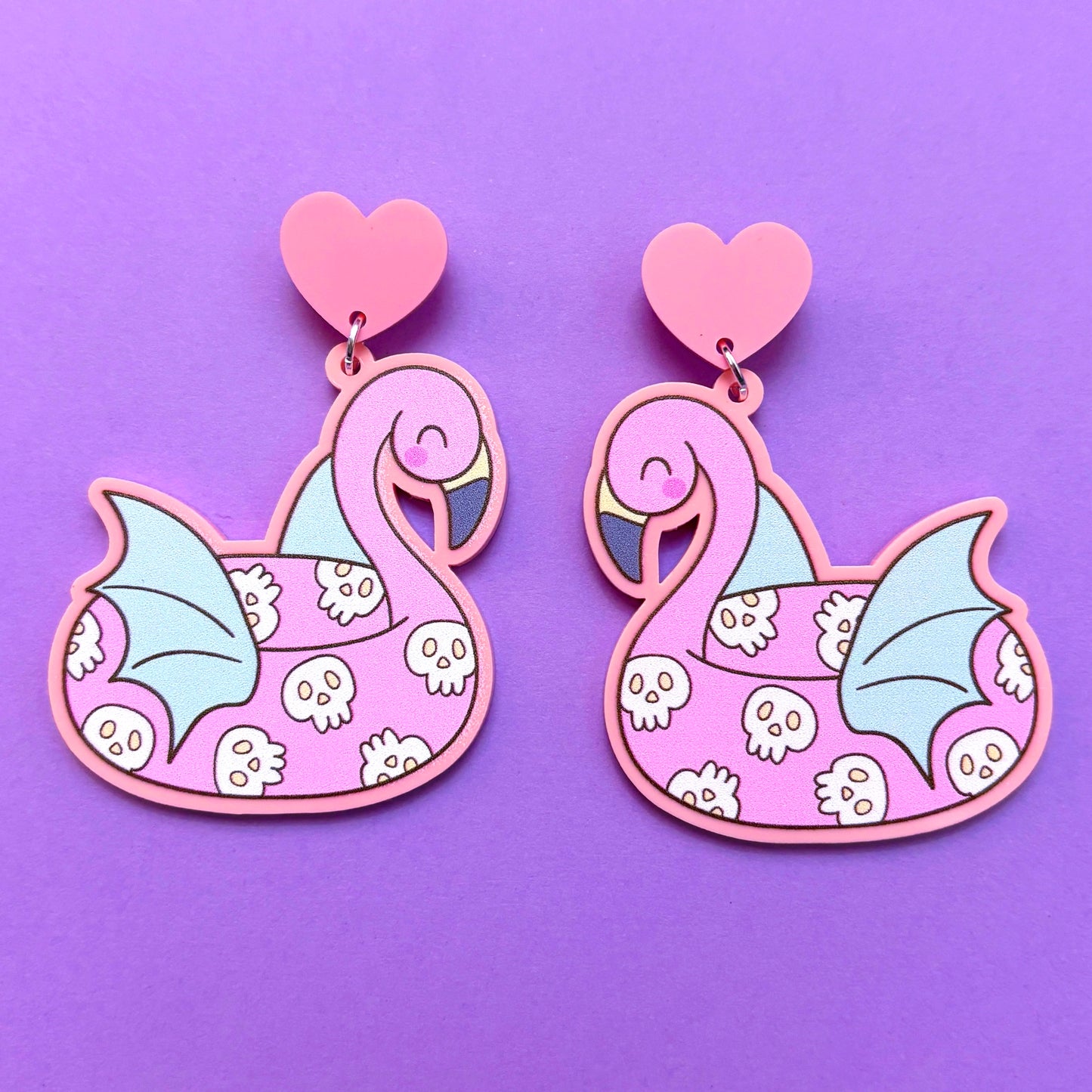 Spooky Flamingo Floatie Drop Earrings