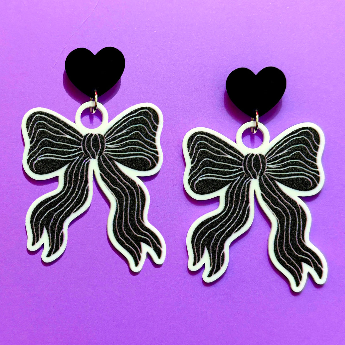 Jack Striped Bow Drop Earrings