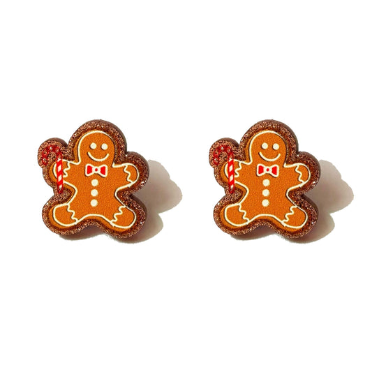 Gingerbread Candy Cane Post Earrings