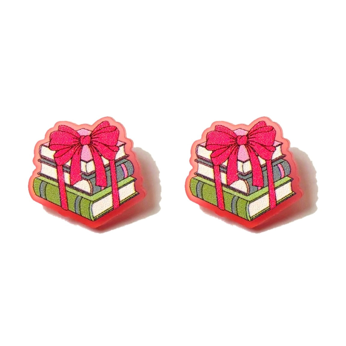 Holiday Bow Bookstack Post Earrings