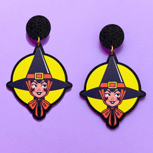 Retro Witch Acrylic Drop Earrings
