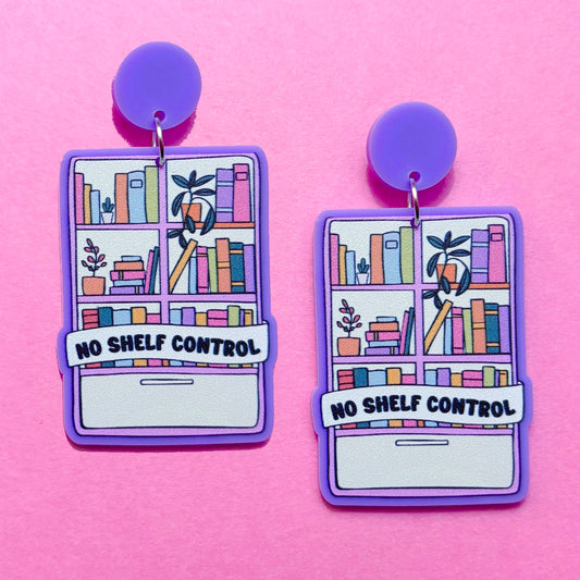 No Shelf Control Bookcase Drop Earrings