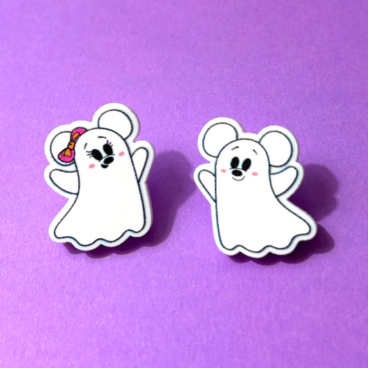 Cutie Mouse Ghost Couple Post Earrings