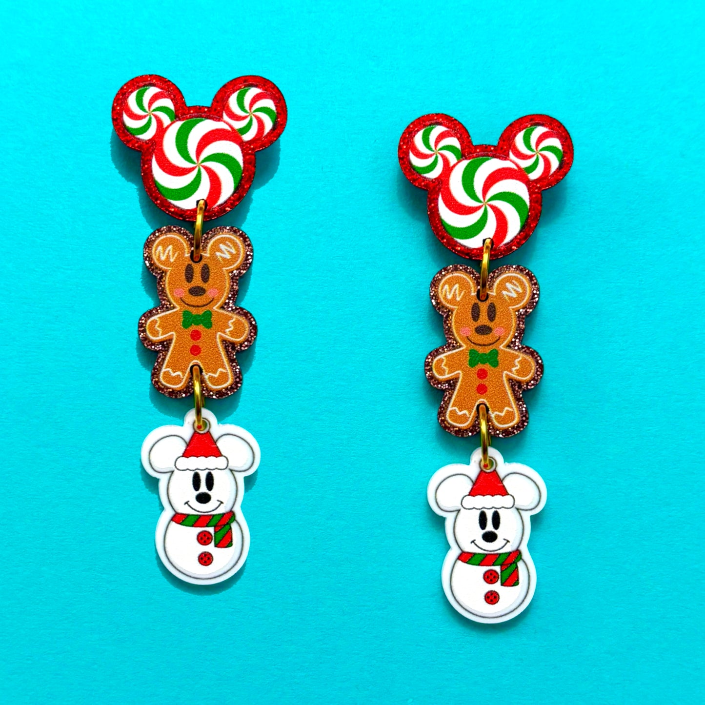 Red Mouse Holiday Tiered Acrylic Drop Earrings